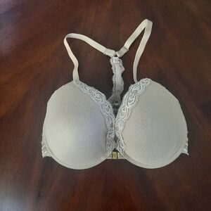 Natori 34D Feathers T-Back Front Closure Bra beige